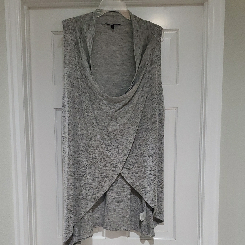 Olivia Sky Heathered Gray Sleeveless Drape Top sz L